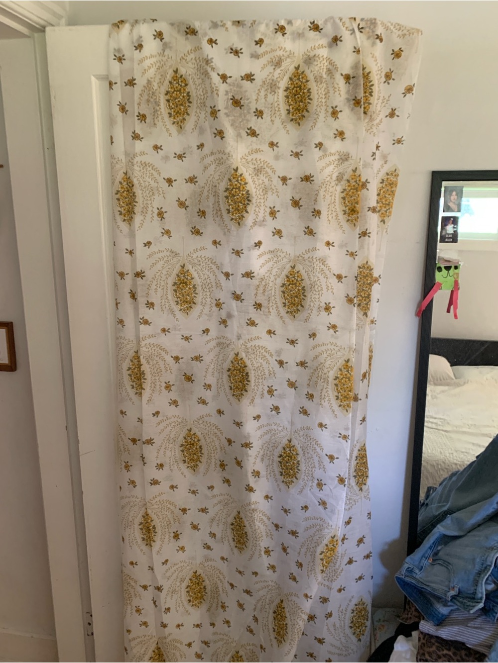 Stunning Semi Sheer Vintage Goldenrod Floral Fabric - 4 M